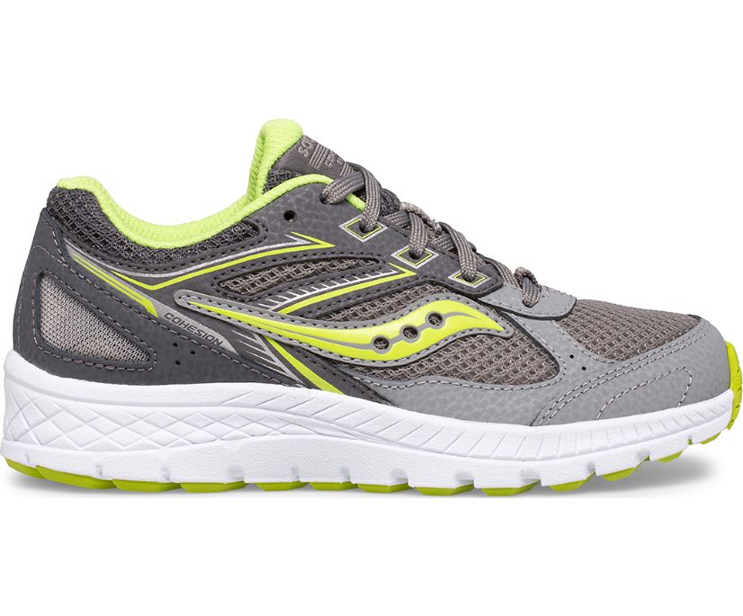 Tenis Saucony Cohesion 14 Encaje Niños Grises Amarillos | México 844SGLO